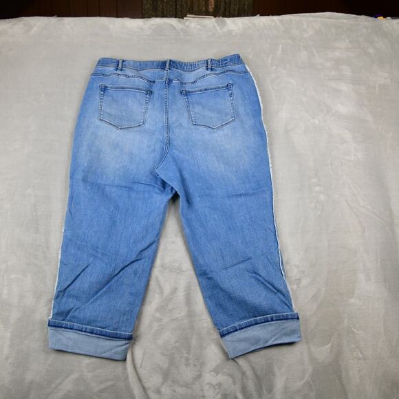 J. Jill Jeans Womens 20W (36x23) High-Rise Crop Cuffed Side Trim Blue Denim - Picture 9 of 10